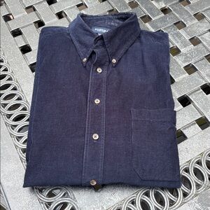 Windsor Mens L Corduroy (navy blue) Long Sleeve Button Up Shirt